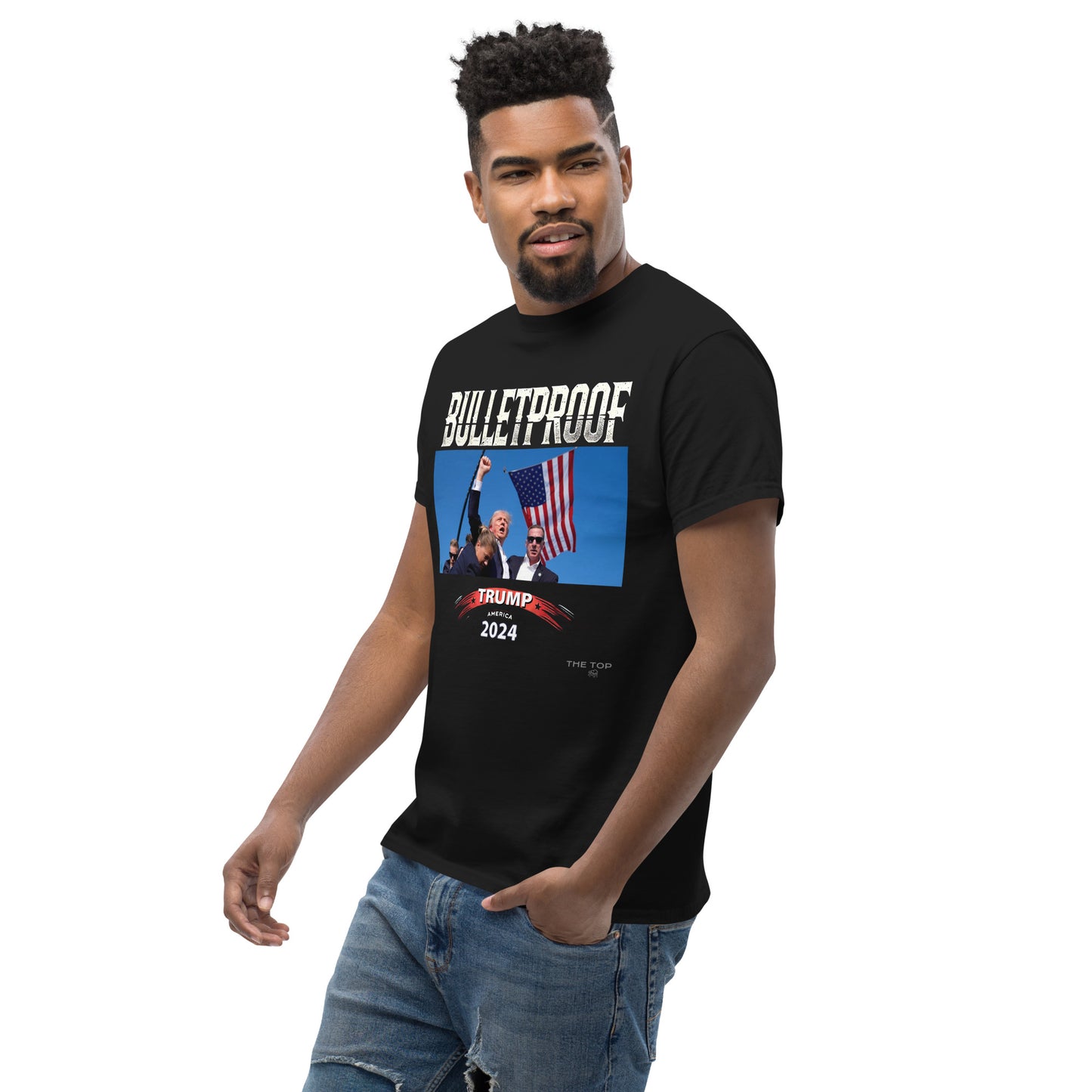 TRUMP Large Logo Stand Strong Unisex Tee: Triumph in the Face of Adversity