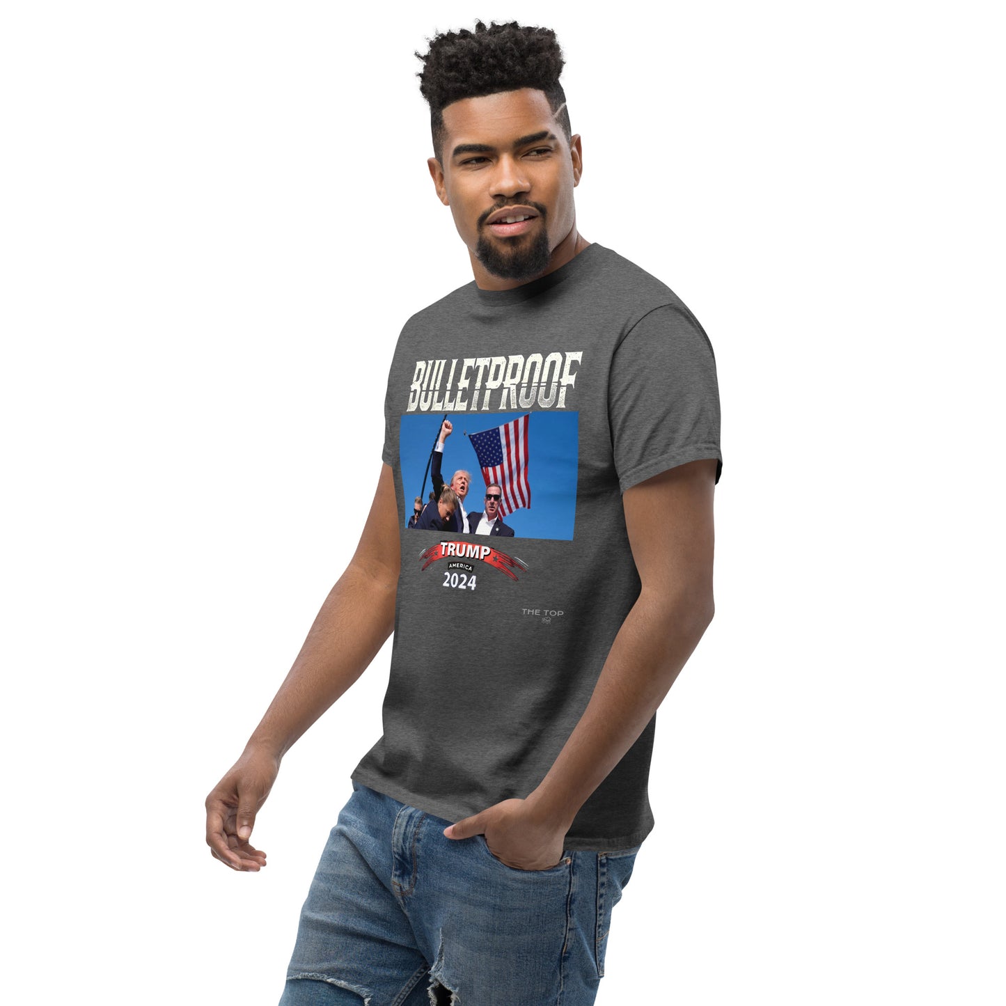 TRUMP Large Logo Stand Strong Unisex Tee: Triumph in the Face of Adversity